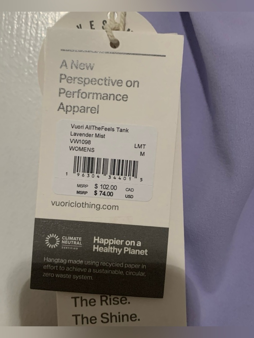 Vuori All the Feels Strappy Tank Top in Lavender Mist - Picture 3 of 3